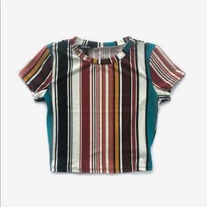 MULTI STRIPE SHORT SLEEVE TOP